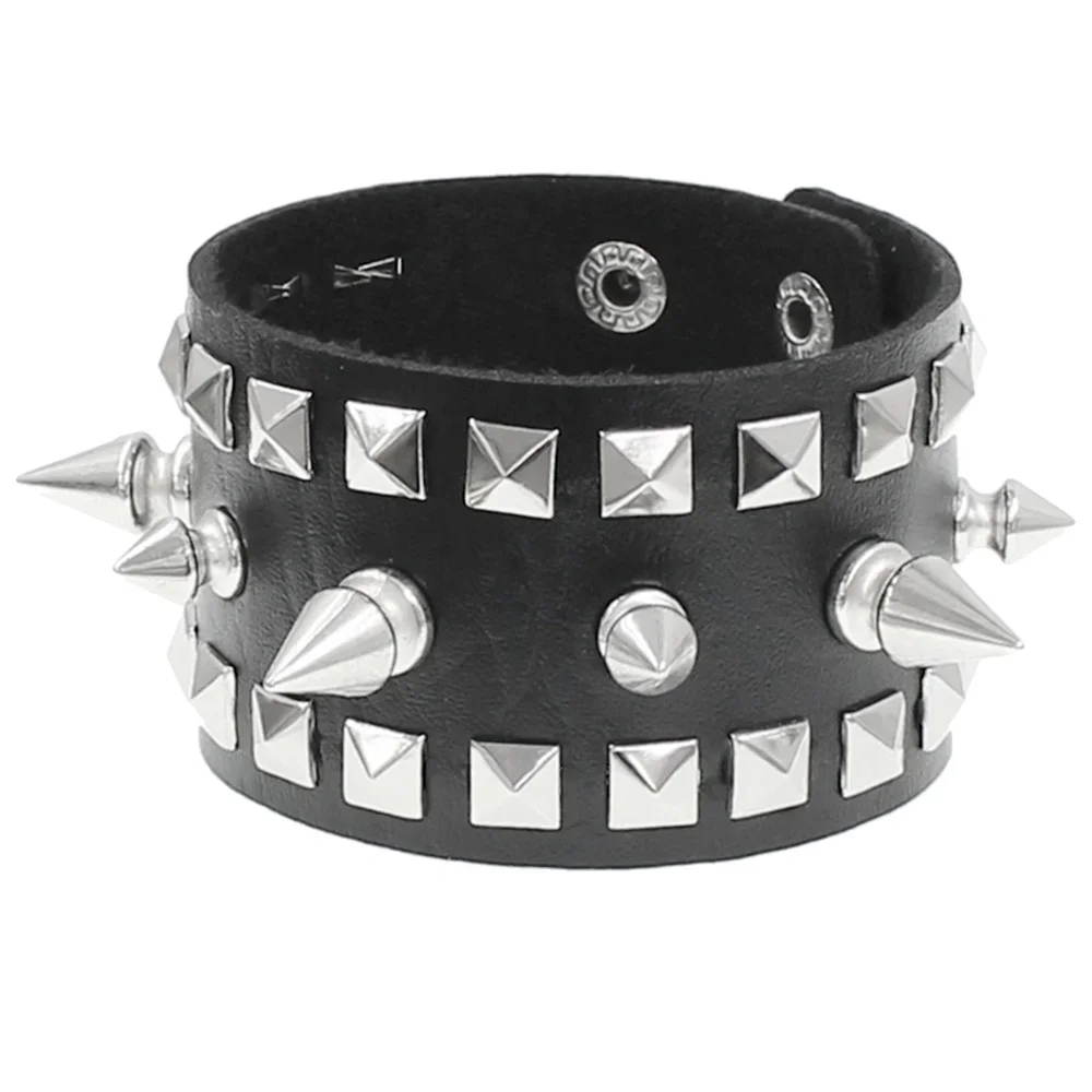 PU Leather Fashion Gothic Skeleton Skull Punk Rivet Bracelet Retro Couple Bangle Bracelet Jewelry Gift