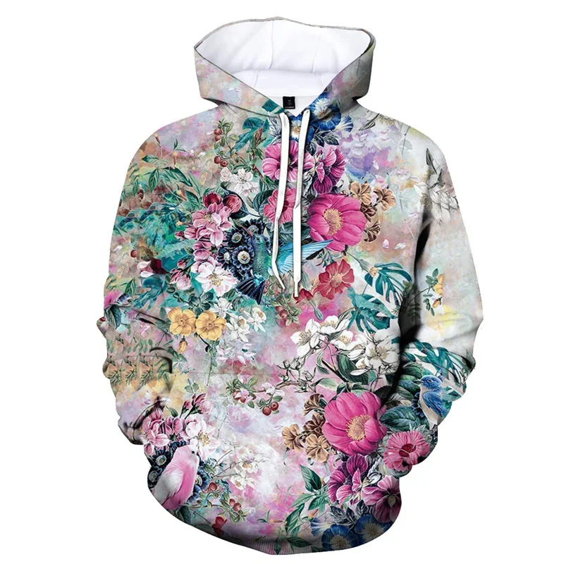 Mens 3d Bramble Rose Printed Hoodie Long Sleeves Sweatshirts Pullover Tops Fashion Sport Running Oversized Hoodies Men Clothes