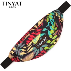 TINYAT Print Leaf Travel Waist Bag for Men and Women Fashion Casual Shoulder Bag Man Belt Pouch Female Banana Fanny Bag