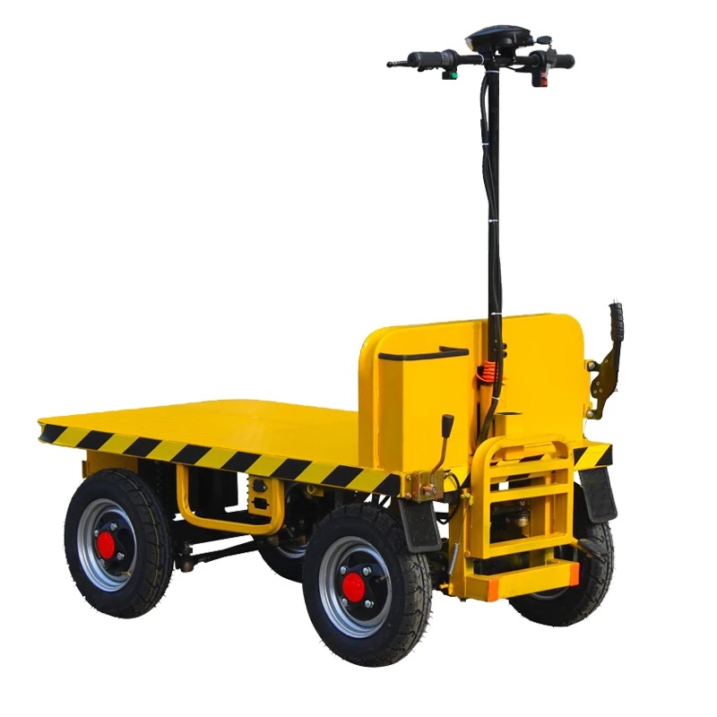 Yjq Electric Four-Wheel Platform Trolley Trolley Truck Construction Site Reverse Donkey Warehouse Cart Logistics Transportation