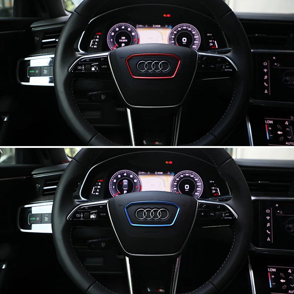 Car Steering Wheel Trim Cover For Audi A6 S6 C8 A7 S7 4K A8 D5 e-tron 2019-2024 Quattro Sline Avant Decorative Sticker Accessory