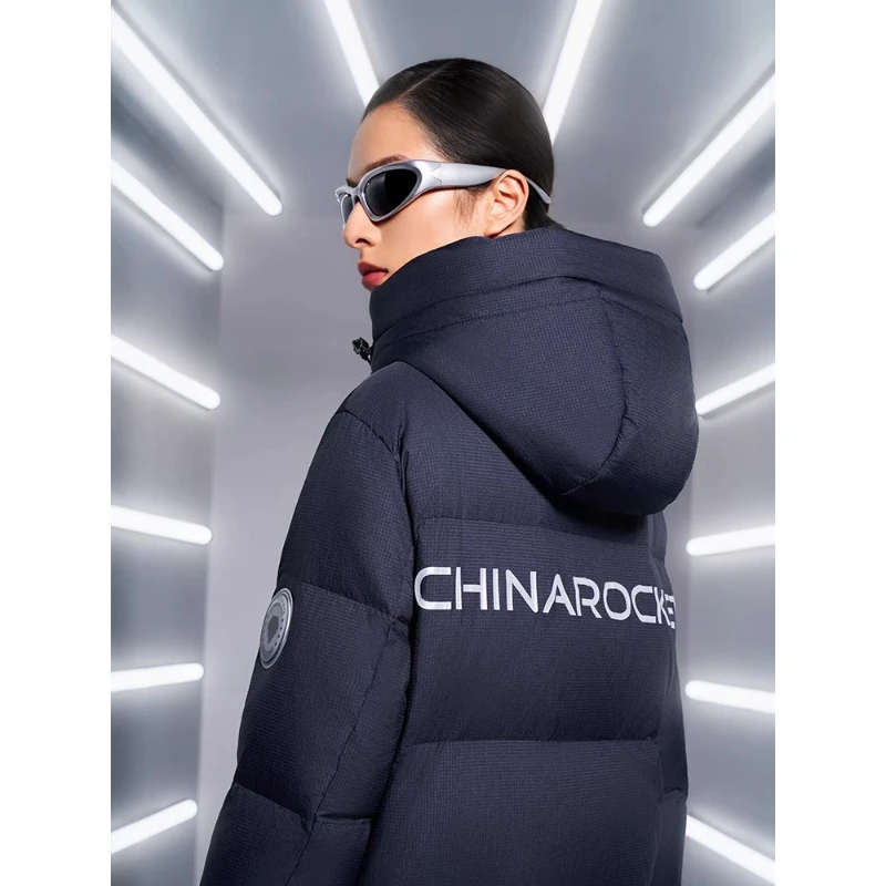 سترة Chericom Rocket طويلة مع فتحة بسحاب وأساور مقاومة للرياح وجيوب مائلة معطف ثقيل الوزن Y299078Y