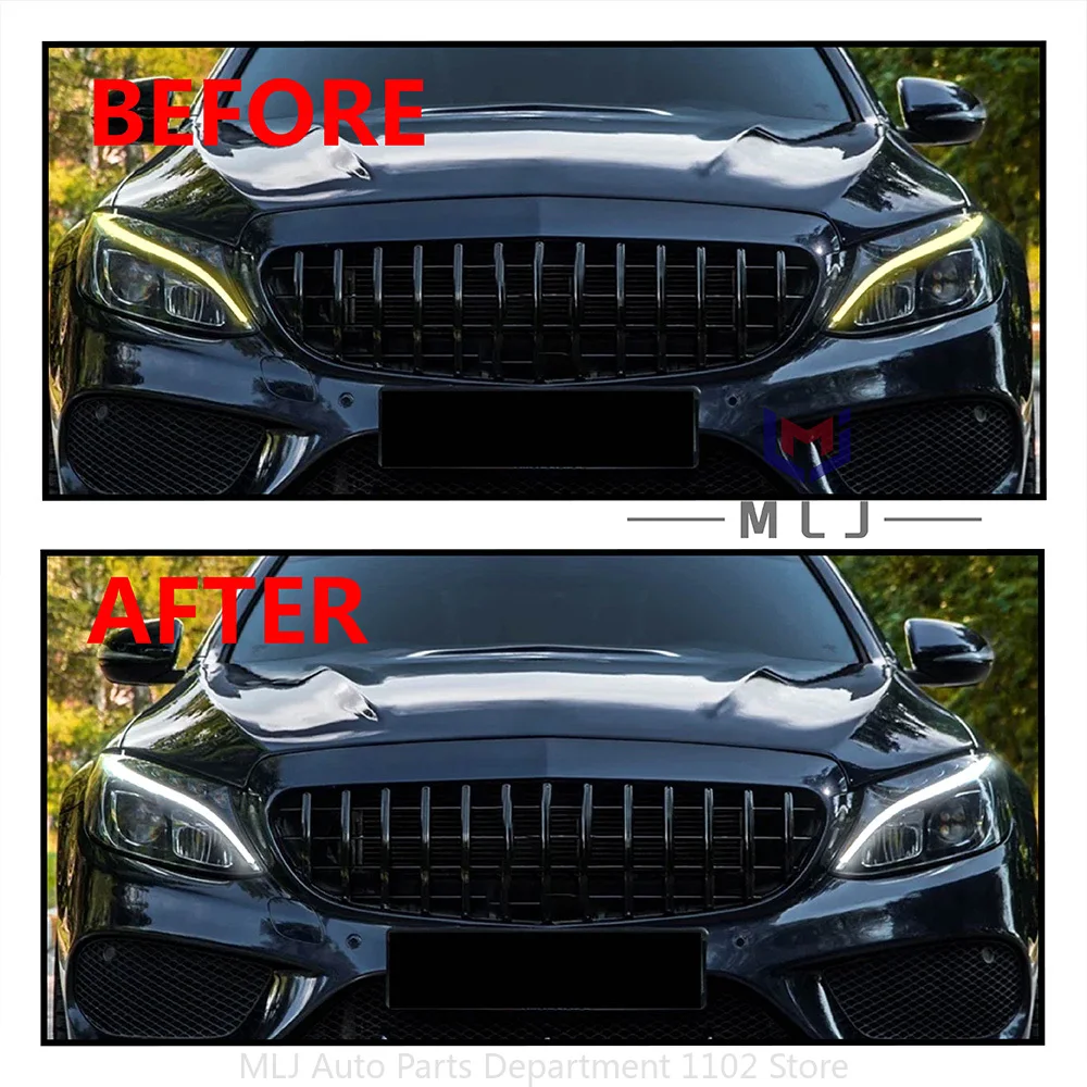 For Mercedes-Benz C Class W205 Old Version 2015-2018 Headlight White DRL Board Light Source Chip DRL Light Guide Tube DRL Strip view 6