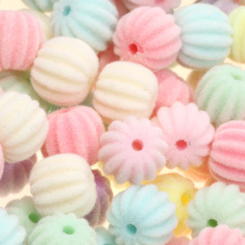 10x11MM 20Pcs Mixed Color Pumpkin Beads Straight Velvet Acrylic Beads For Jewelry Necklace Bracelet Craftsmanship