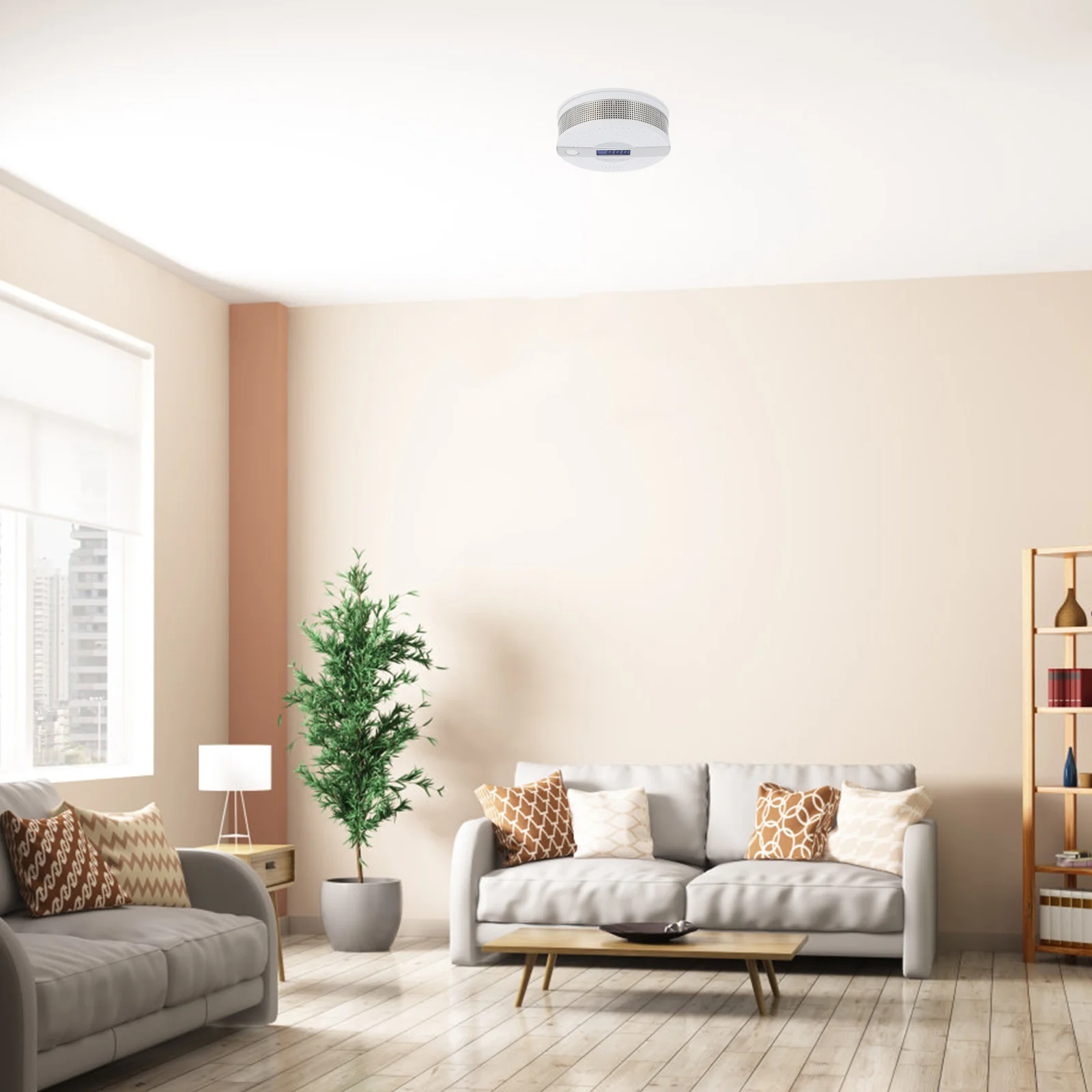 Smoke Carbon Monoxide Alarm Fire Sensor With Temperature Detection Home System High-Decibel