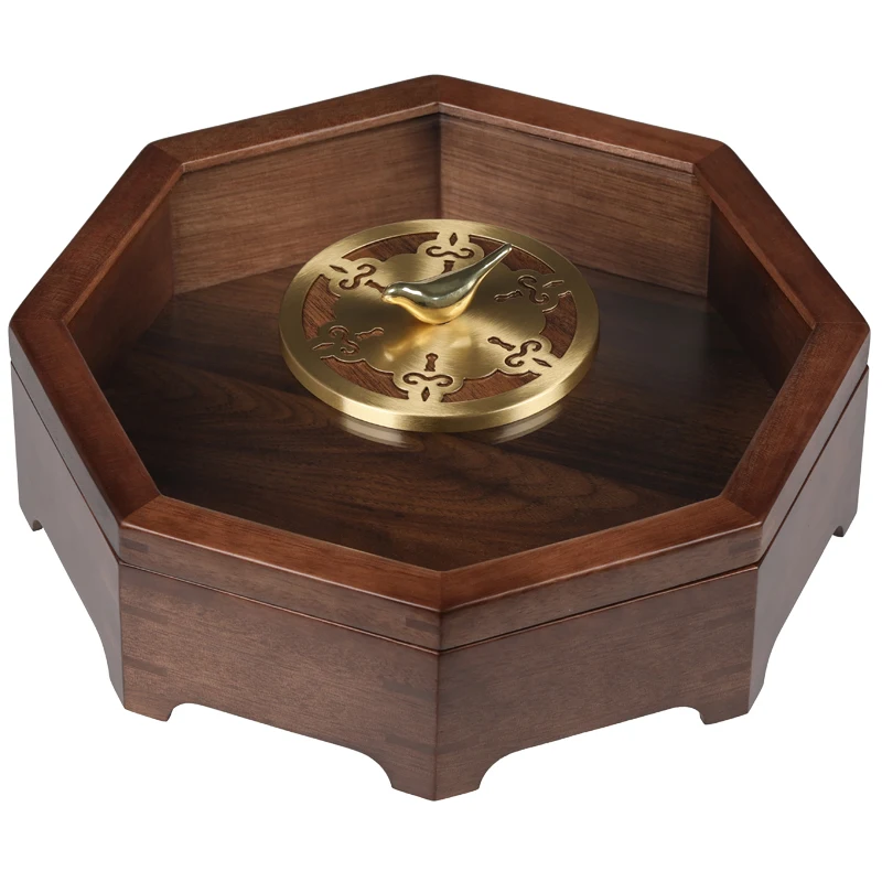 Grid storage box Brass solidwood material high-grade dried fruit plate Sealed household coffee table with lid Melon seeds Snacks