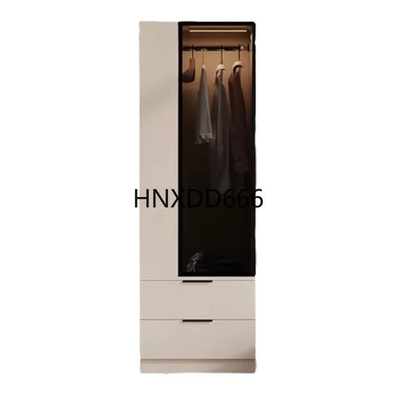 

Portable Small Sensor Led Wardrobe Glass Doors Tall Clothes Storage Organizer Wardrobe Bedroom Rack Armario De Ropa Furniture
