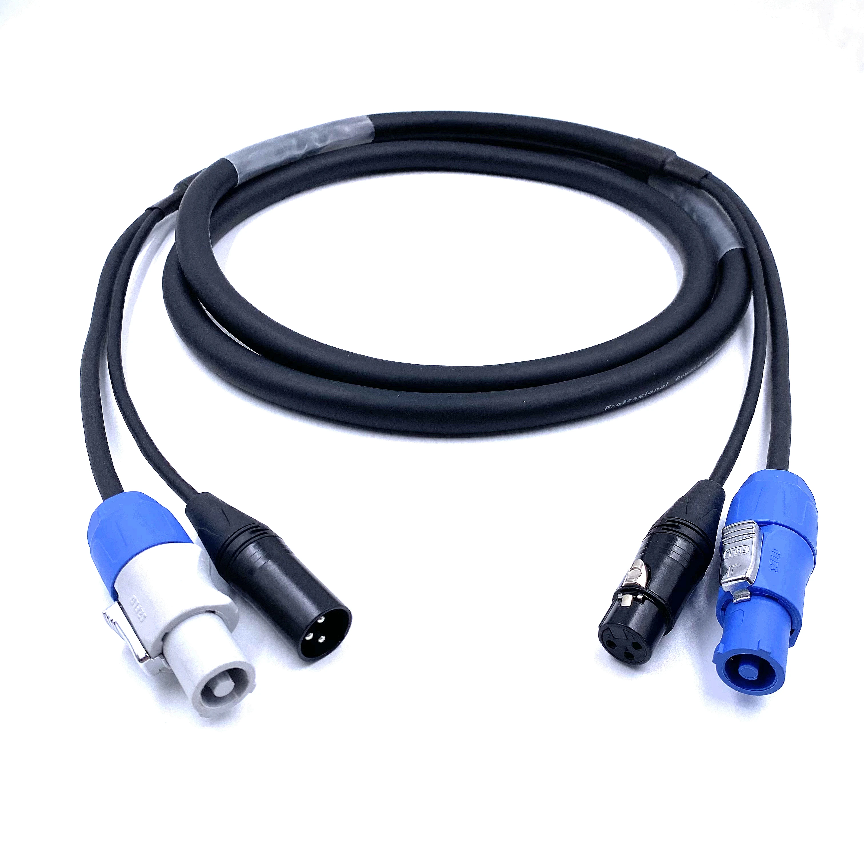 5Meter 15FT Powercon Blue Grey Plug 3Pin XLR Dmx  Hybrid Cable for Stage Light