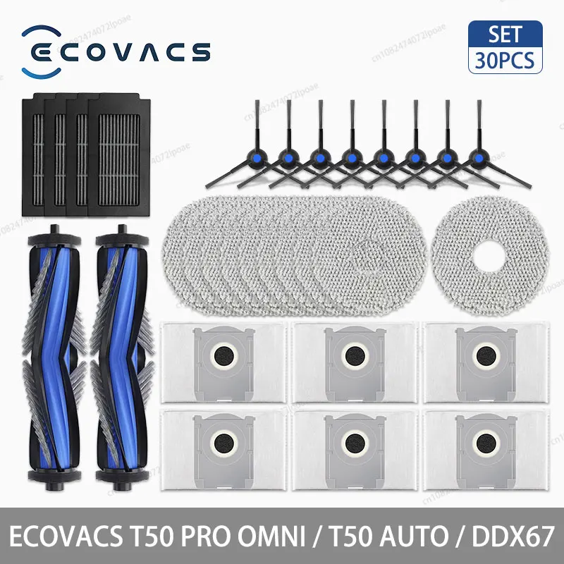 ECOVACS T50 PRO OMNI / T50 AUTO / DDX67 Robotstofzuiger Accessoires Hoofdzijborstel Hepa Filter Mop Doek Stofzak Onderdelen