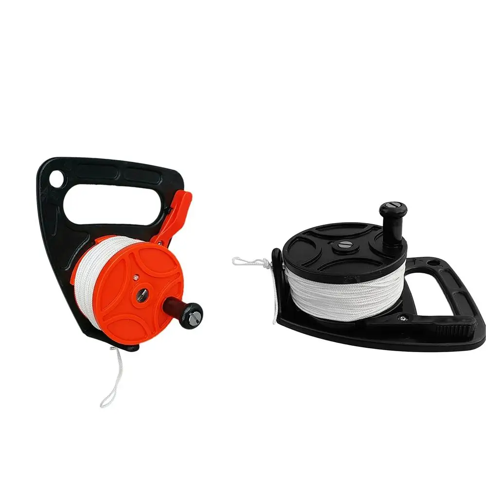 Scuba Diving Diver Dive Reel with Thumb Stopper, 150ft Line - Orange / Black