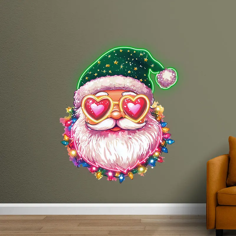 Colorful Decor Christmas Santa Claus Neon Sign, LED Wall Light, Custom Neon Sign Light, Creative Gift Neon Light For Home Decor