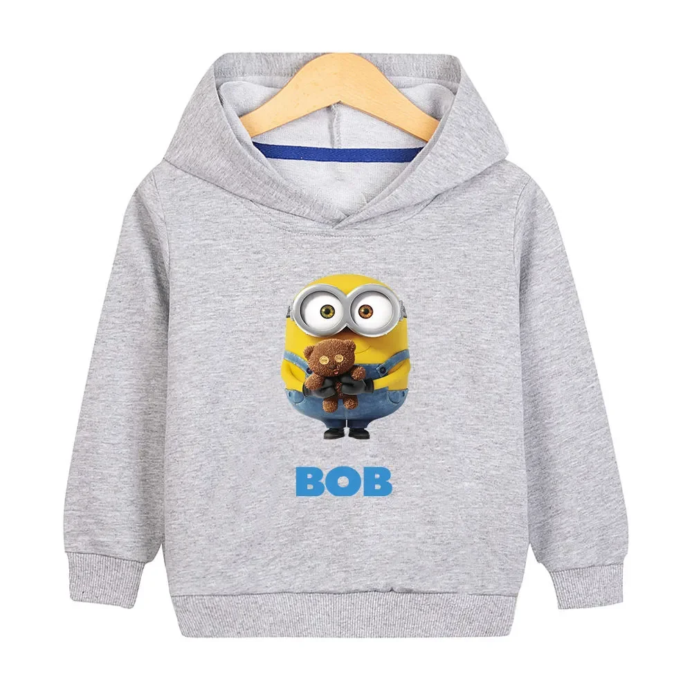 Minions clothes boys hooded hoodie Autumn 2024 new children\'s autumn top boys all match coats casual and comfortable