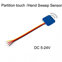 Adjustable Touch Switch 5-24V 3A- Wood/Glass/Acrylic Penetration, Hand-Sweep Sensor,4 Modes for Smart Closet/Office LED Lighting