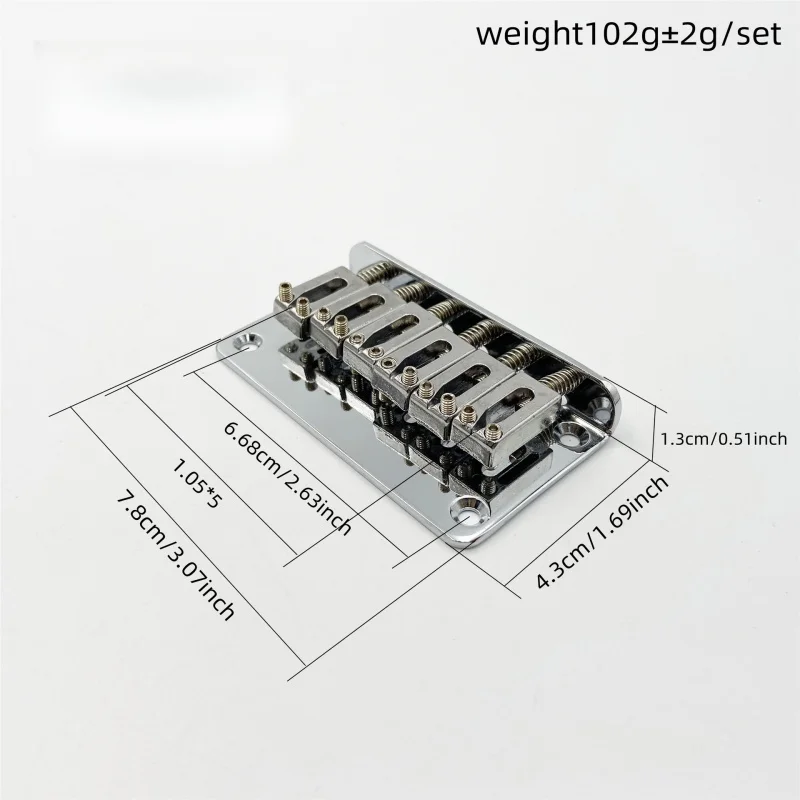 

78mm 6-String Flat Fixed Bridge Tailpiece, Bottom/Rear String Through Children's Guitar
