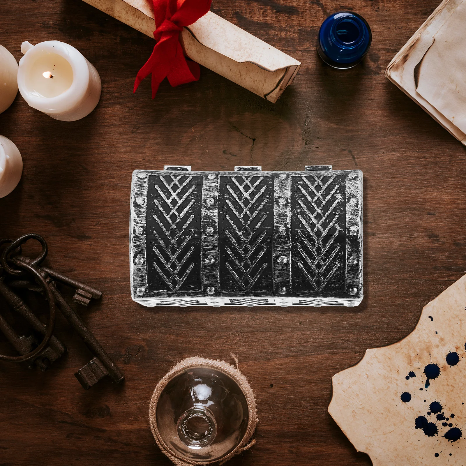 

2pcs Retro Trinket Plastic Storage Box Decorative Jewelry Case Keepsake Container Vintage Treasure Chest Mini Storage Box For