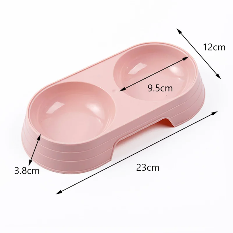 Новая кормушка для домашних животных розового цвета, пластиковая двойная миска для кошек и собак, миски для еды, контейнер для еды для домашних животных, принадлежности