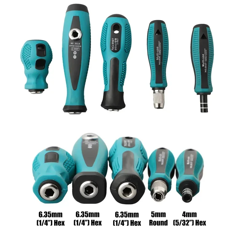 1/4\'\' 4mm Hex 5mm Round Screwdriver Handle Magnetic Screw Driver Bits Holder Adapter For Screwdriver Bit Socket Wrench Tool