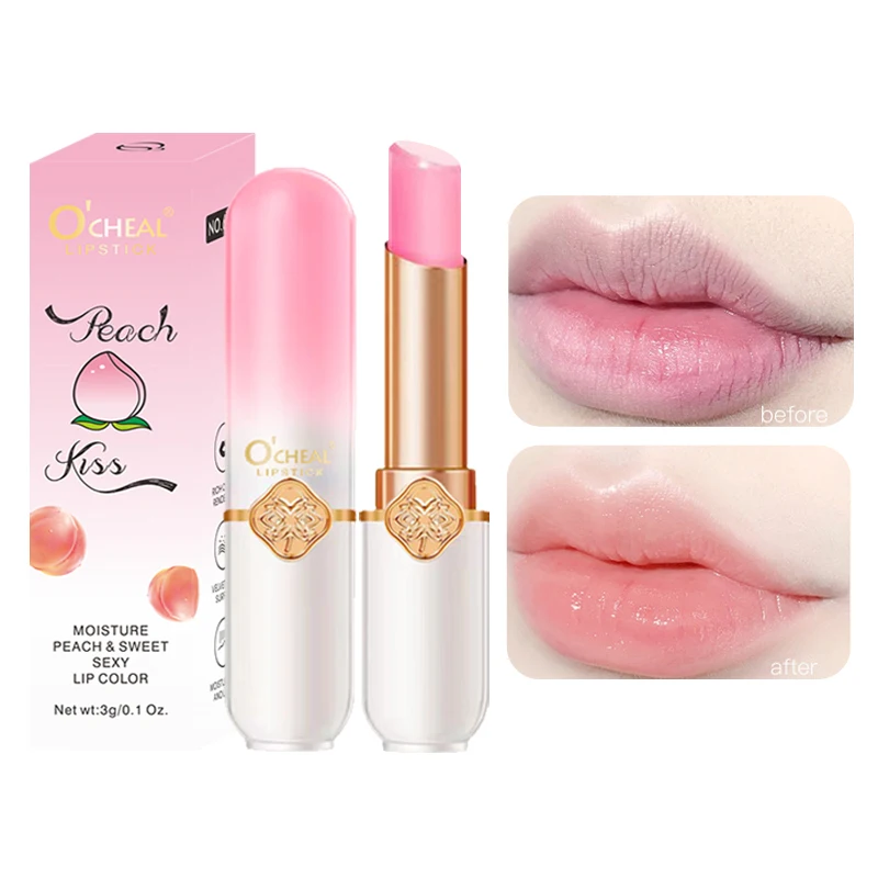 

OCHEAL Color Fruit Lipstick Peach Temperature Changing Lip balm Moisturizing Waterproof Long Lasting Moisturizes Lip Balm