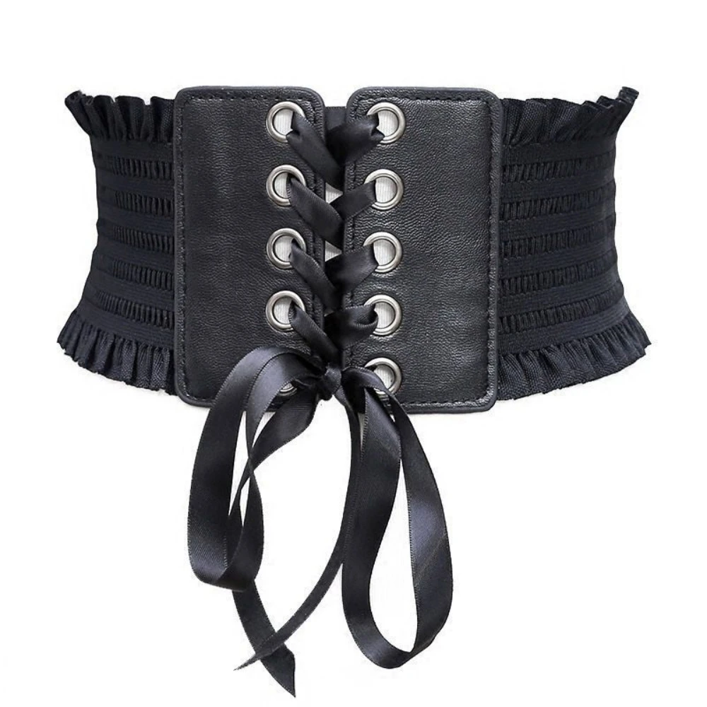 New Ladies's Retro corset Belts Pin Buckle Elastic Lace Gothic Style Cummerbunds tie rope Goth Punk For Women On Shirt Dress Bel