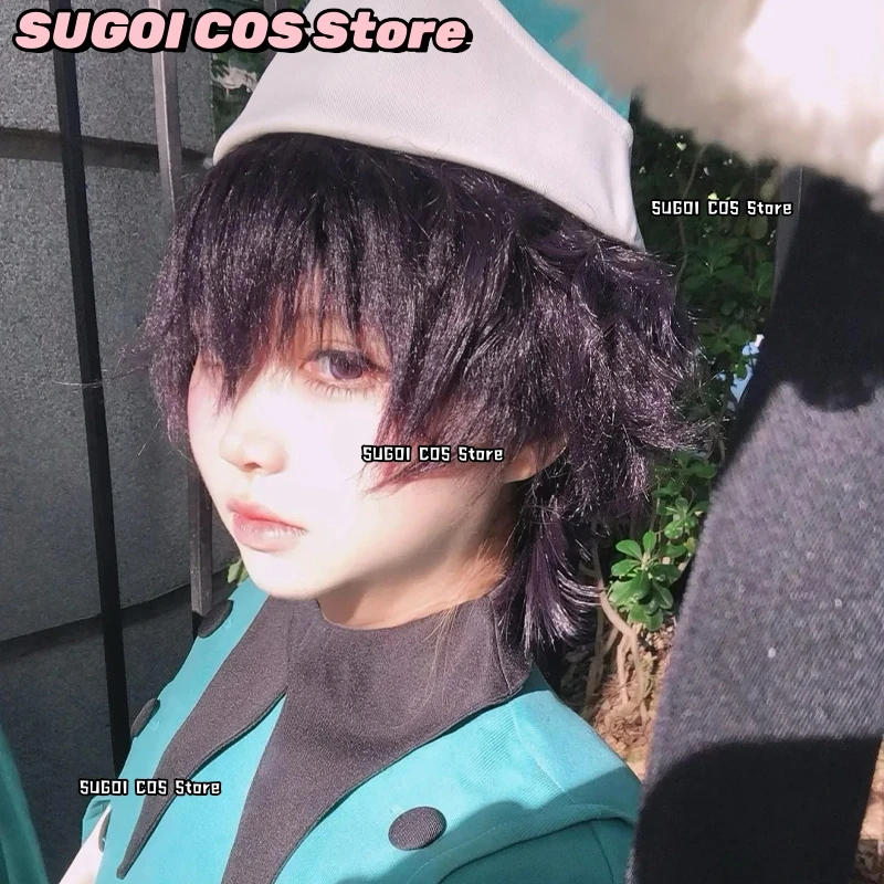 abSS^ANime Witch Hat Agott Agatto Arklaum Cosplay Atelier Peluca corta de color morado oscuro para Halloween, resistente al calor