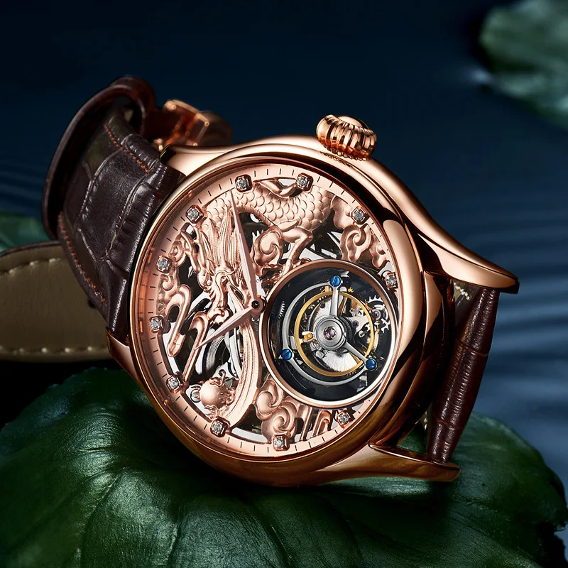 Aesop genuine tourbillon mechanical watch hollowed out mechanical watch fashionable waterproof gift men's high-end watch
