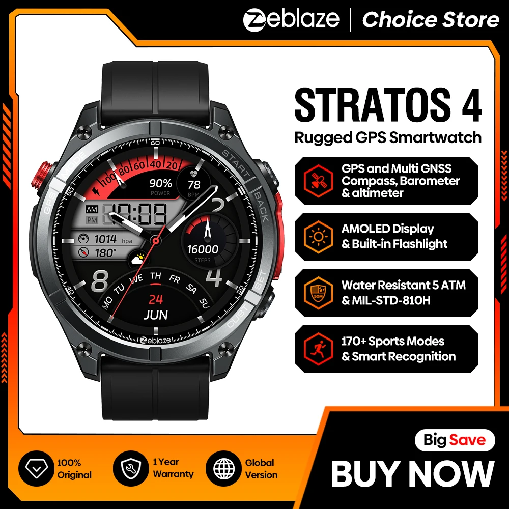 NEW 2025 Zeblaze Stratos 4 GPS Smartwatch 1.43