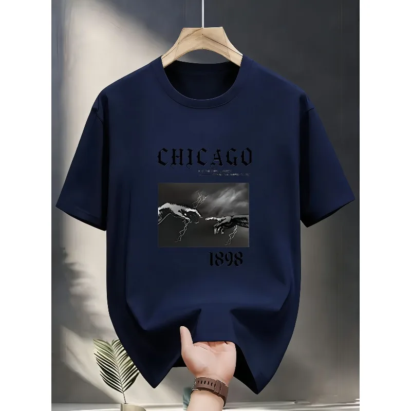 

High-quality and fashionable round-neck T-shirts for men, summer trendy casual men's T-shirts and streetwear