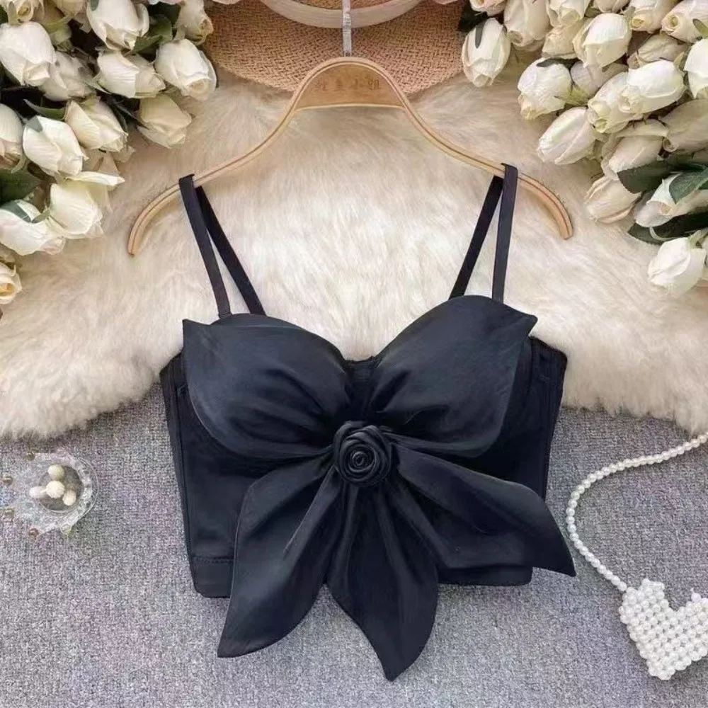 ثلاثية الأبعاد زهرة الورد الديكور زهرة الورد بروتيل سليم صالح أكمام الإجتماعي نمط مشد الدبابات تنوعا الحمالة سترة السيدات