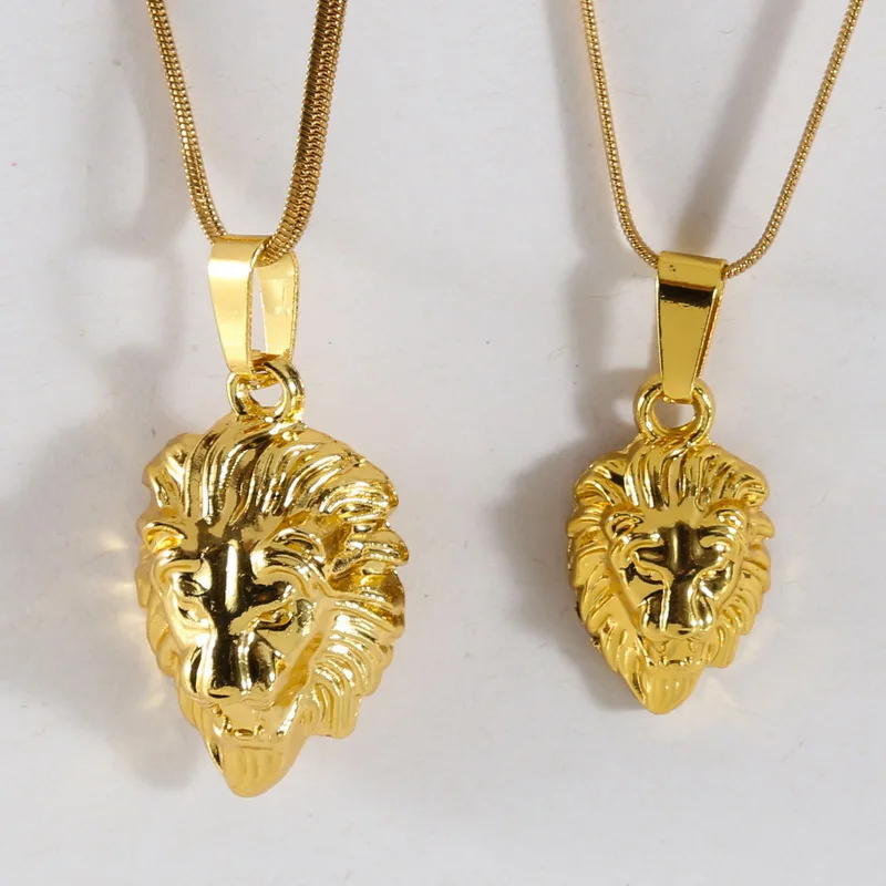 

Hip Hop Punk Small Lion Head Pendant Necklace for Men Women Fashionable Rap Snake Chain Jewelry Accessory