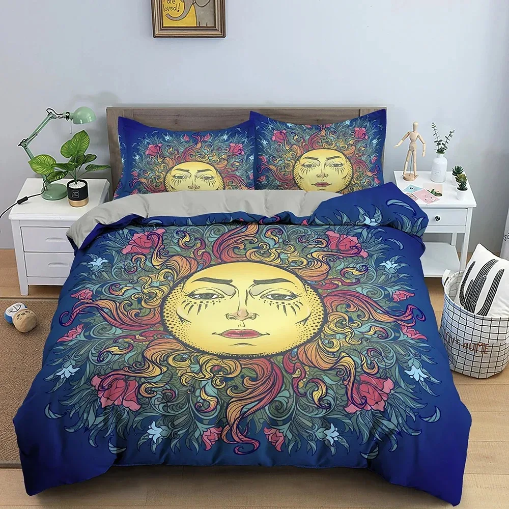 

Sun With Human Face Duvet Cover Bedding Set 3D Printed Fairytale Style Quilt Cover For Bedroom Luxury Cozy Bedclothes 3Pcs