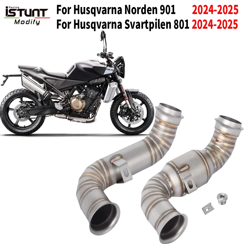 Para Husqvarna Norden 901 para Husqvarna Svartpilen 801 2024 2025 sistema de Escape de motocicleta tubo de enlace medio con Sensor de O2