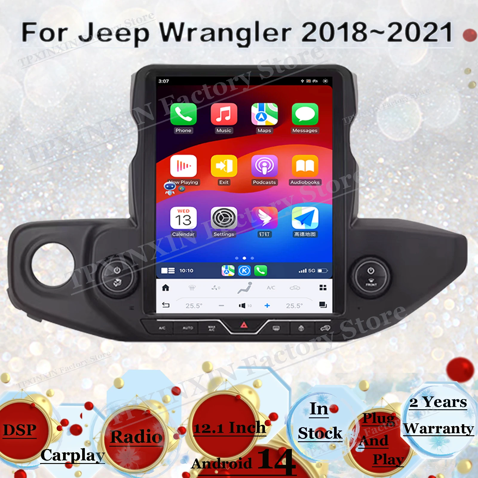 

12.1‘’ Android Multimedia For Jeep Wrangler 2018~2021 GPS Navigation Car Accessories Radio With BT5.0 Stereo Receiver Head Unit