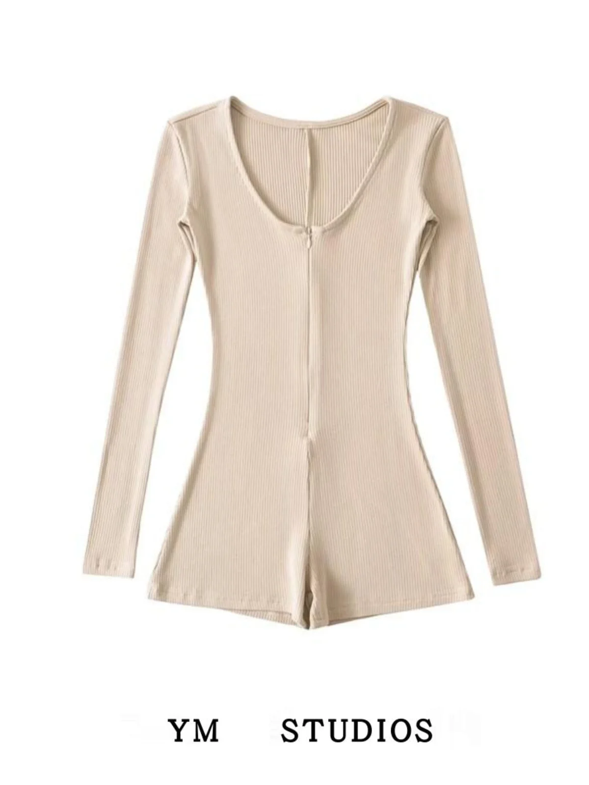 

American Sle Hot Girl Zipper Suit Long Sve V Ne Dance Fitn Sport orts Women High Waist Straight Leg Pants