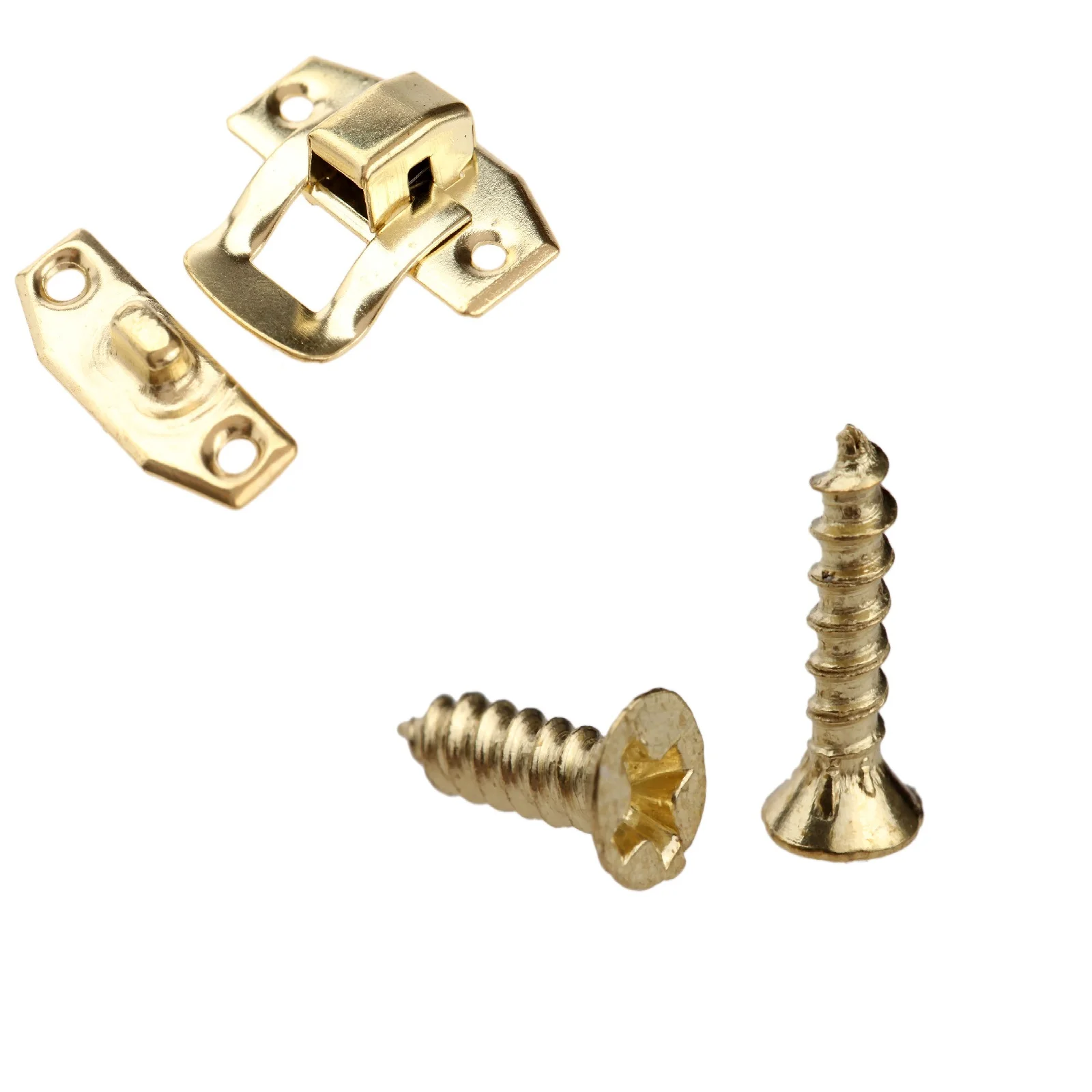 10pcs mini Antique Gold Iron Latch Decorative Jewelry Gift Wine Wooden Box Suitcase Case Hasp Latch Hook With Screws 23x20mm