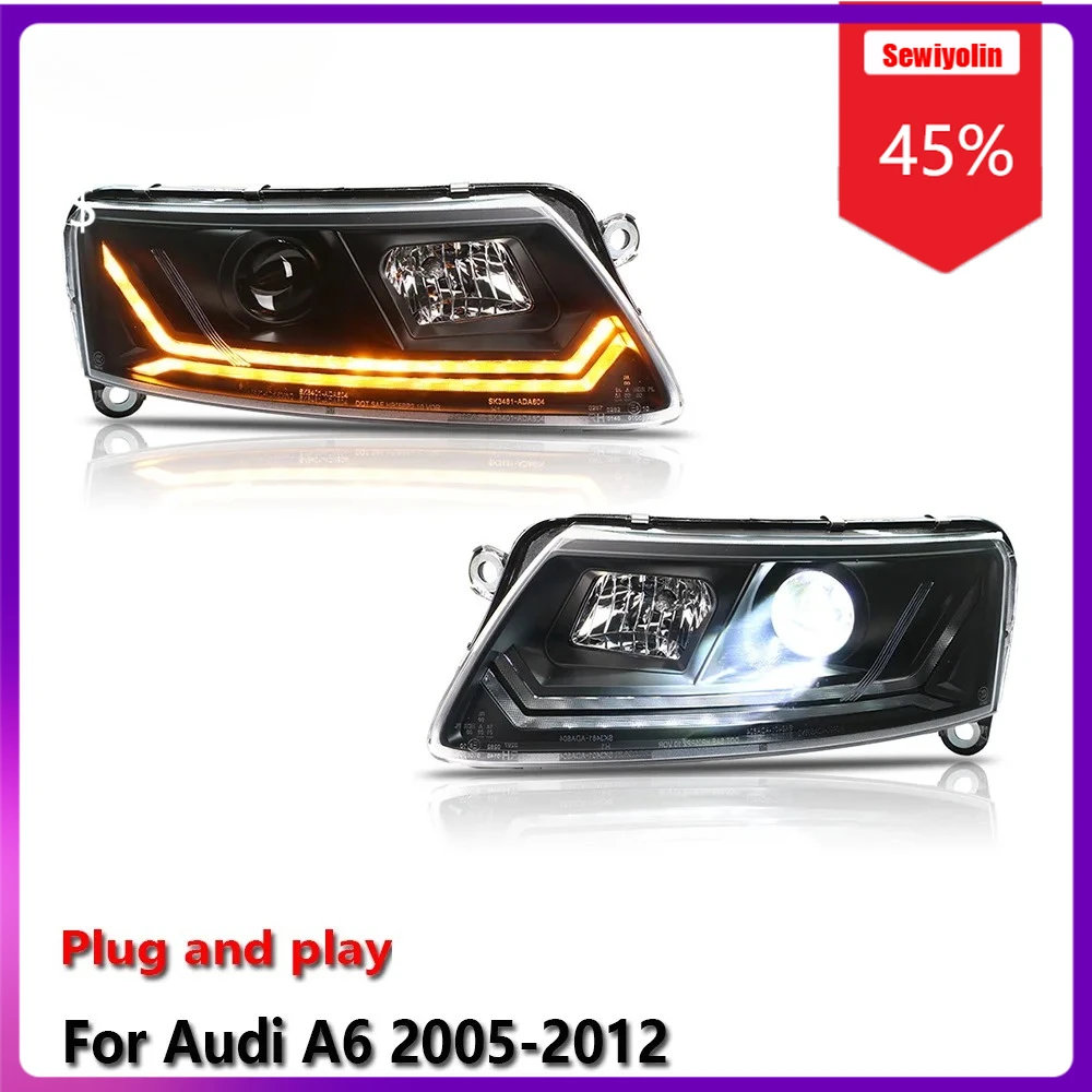 

Sewiyolin Car LED Lamp Headlight Assemblies For Audi A6 LED Lamp Headlights 2005-2012 Fog DRL Brake Turn Signal Lamp