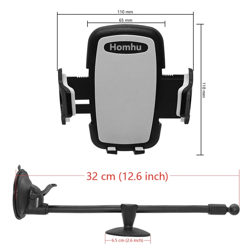 Hu-Support de téléphone de voiture pour pare-brise, support de téléphone portable universel, support portable pour voiture,support telephones voiture,support de bras long pour iPhone 11 12 13 Pro Xs Max Xiaomi Huawei