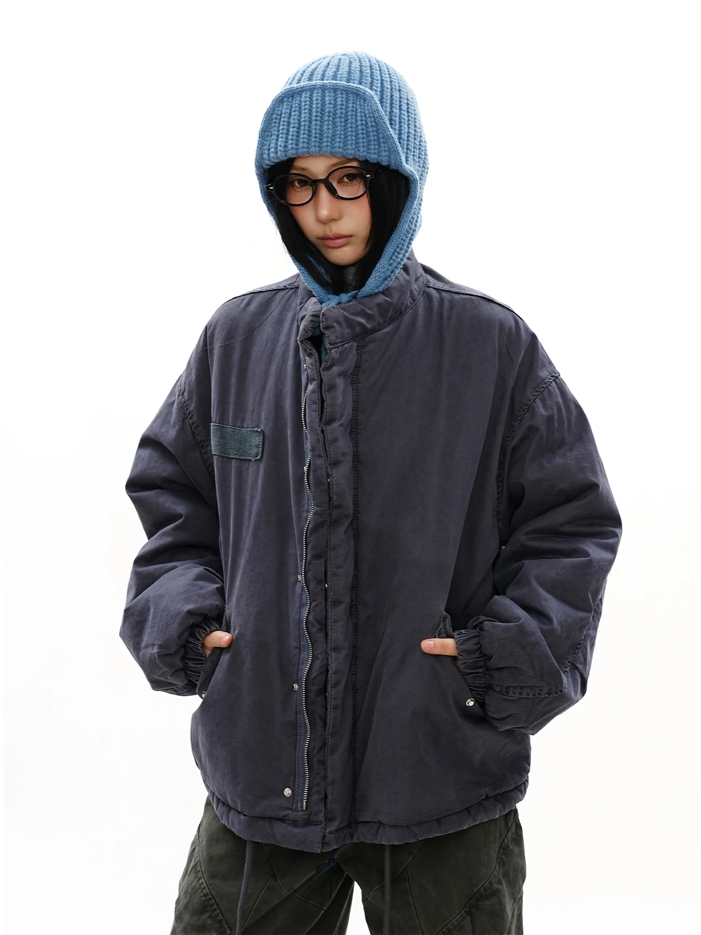 

Retro Stand Collar Waed Cotton Jaet Women's Autumn Winter Thiened Bread Sle Coat Warm Casual Outerwear S3T5