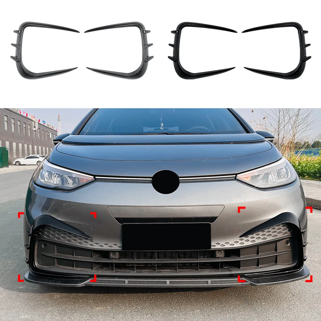 Front Bumper Canards Splitter for Volkswagen ID.3 2019-2022  Air Vent Grille Exterior Decoration Car Stickers Cover Accessories