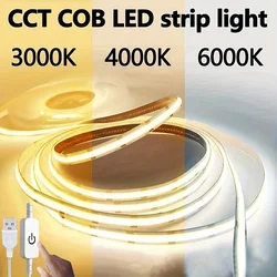 5V USB LED Strip Night Lights Lamp COB Smart Touch Dimmer ON OFF Switch Flexible Ribbon Tape 320LEDs/M Christmas Room Decoration