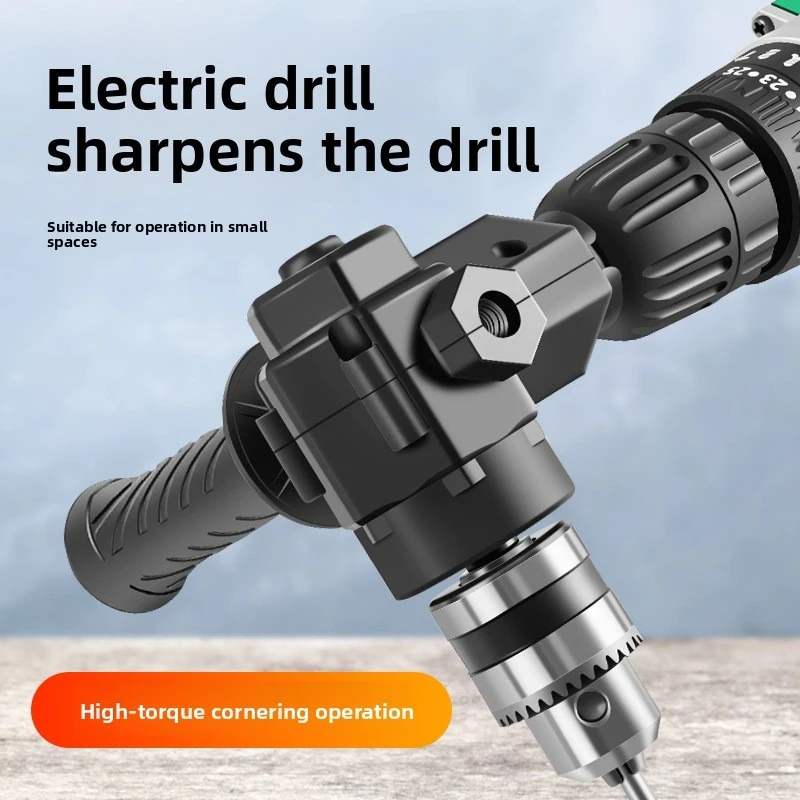 90° Three Jaw Chuck Right Angle Drill Adapter Impact Corner Bend Extension Chuck Accessory for Power Tools