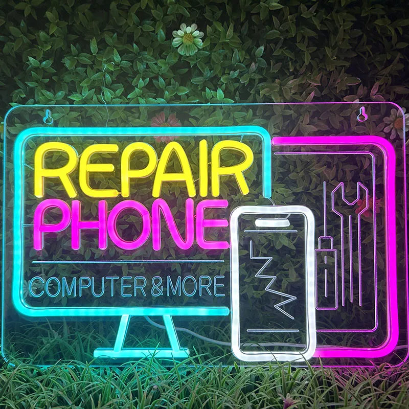 

Phone Repair Neon Signs Custom Business Desktop Computer Hanging Wall Art Decor Repair Shop Neon Light 5/12V USB Bright Dimmable