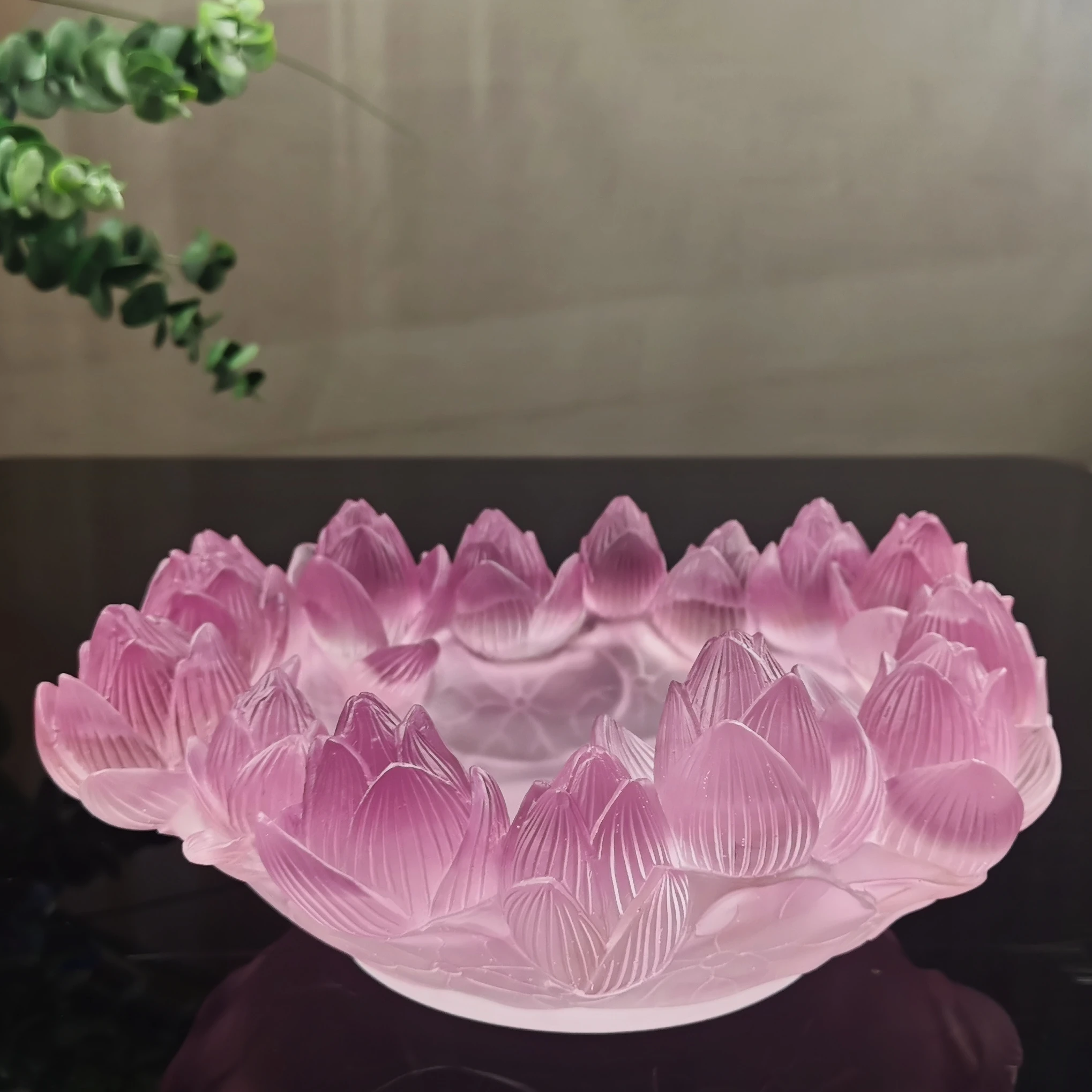 Prato de fruta de cristal artesanal de lótus, design de decoração de casa prato/prato de frutas