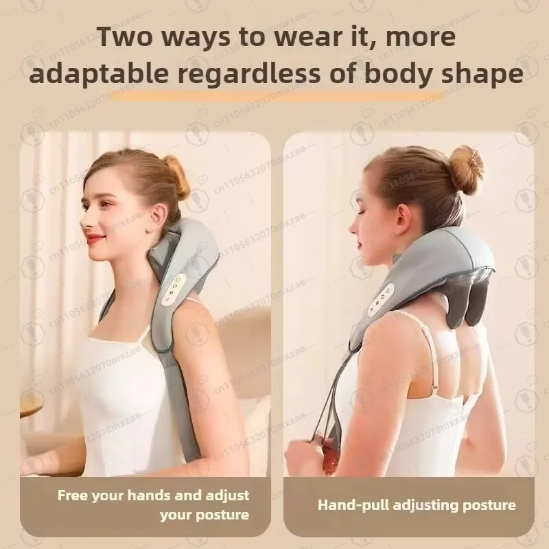 شال تدليك الرقبة والكتف ساخن العجن 6D تدليك عميق للرأس واسترخاء العضلات مدلك محمول قابل للتعديل