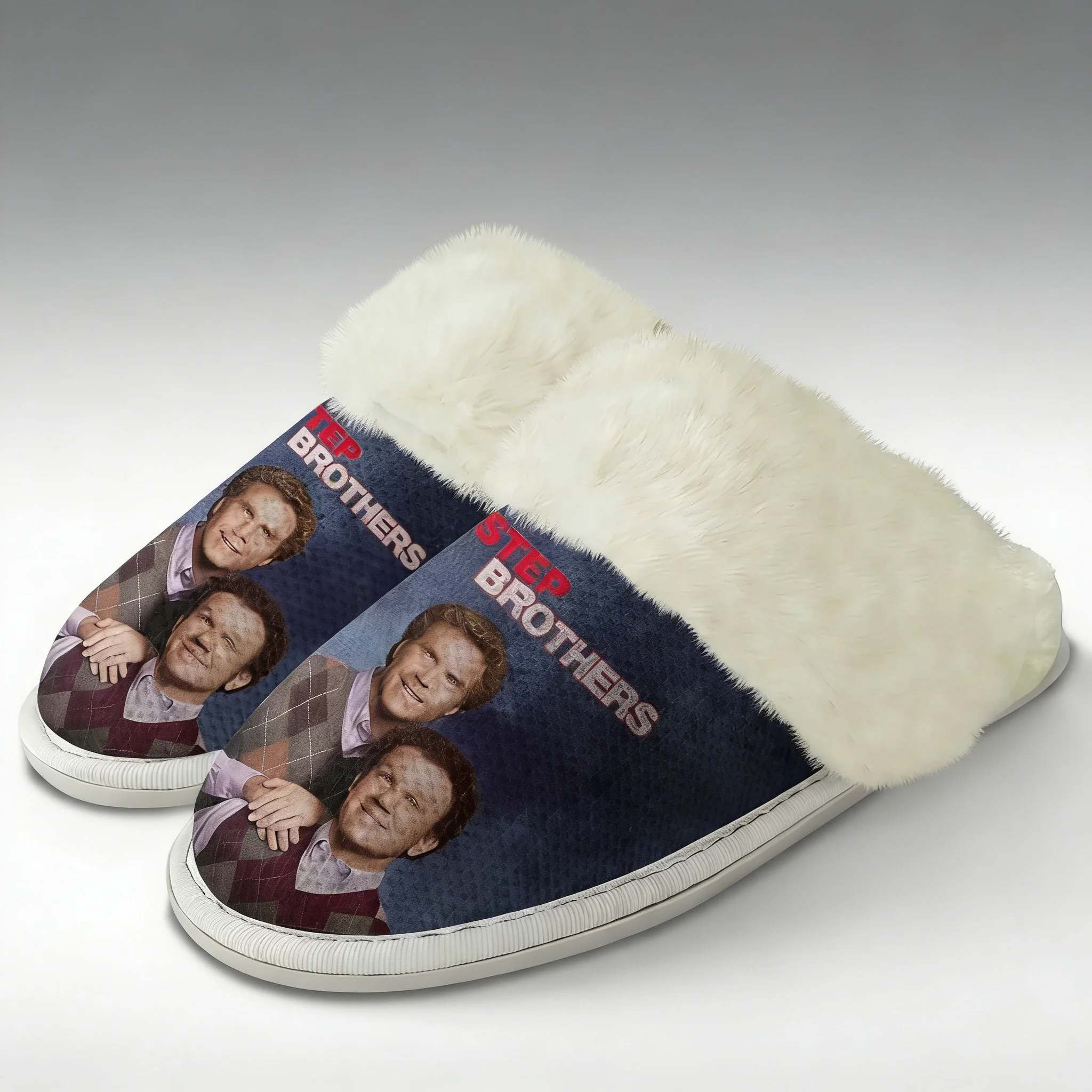 

Step Brothers Indoor Customizable Lightweight Warm Cotton Slippers with Plush Edge for Men and Women Home Bedroom Casual Use