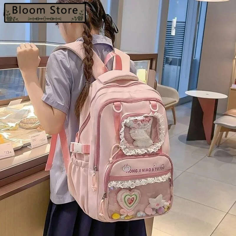 여학생 레이스 패치워크 백팩 이미지