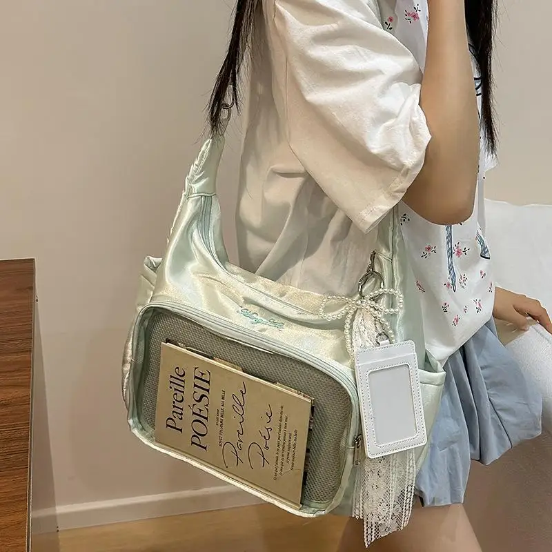 2026 Cute Kawaii Mesh Ita Bag Large Capacity Crossbody Shoulder Bag Bow Decor Casual Daily School Handbag Wholesale Hot Selling