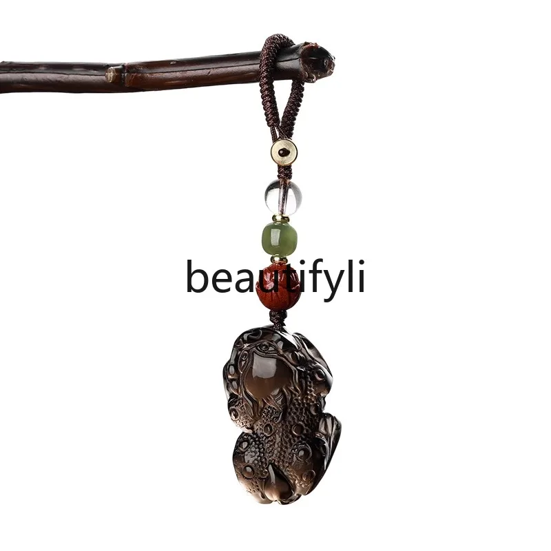 Natural ice obsidian Pixiu car keychain small pendant men's high-end pendant