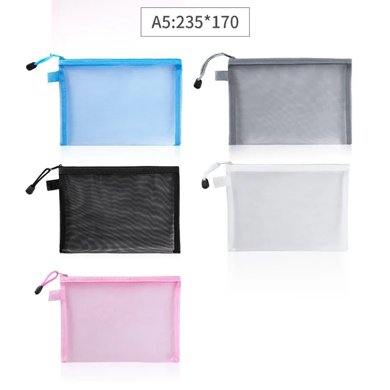 1Pcs Stationery Storage Folder File Mesh Zipper Pouch A4 A5 A6 Document Bag Zipper File Folders School Office Supplies