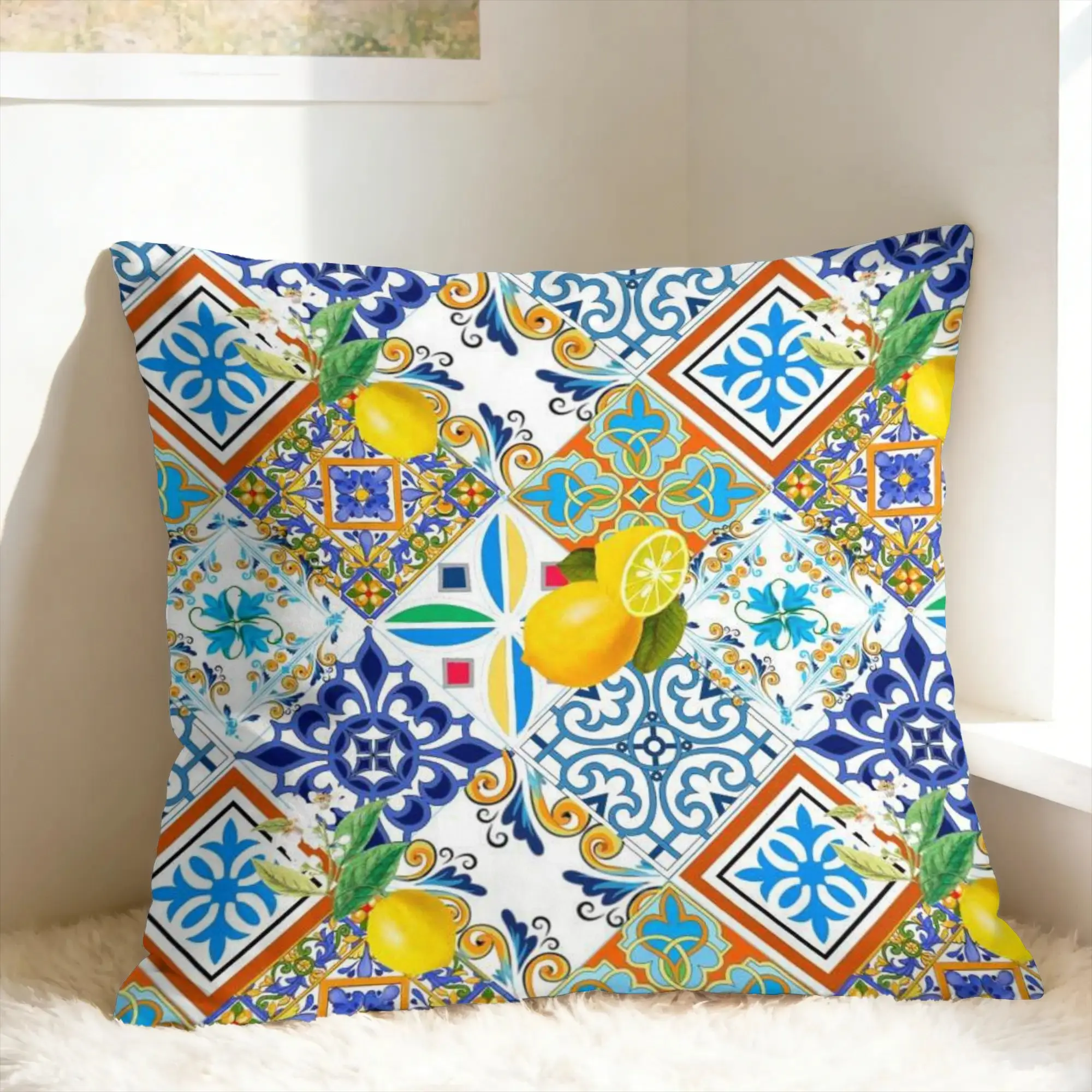 Italy Cute Print Sicilia Sicily Love Trinacria Pillowcases  Kawaii Pillow Case For Couch Sofa Bedroom Soft Pillow Cover