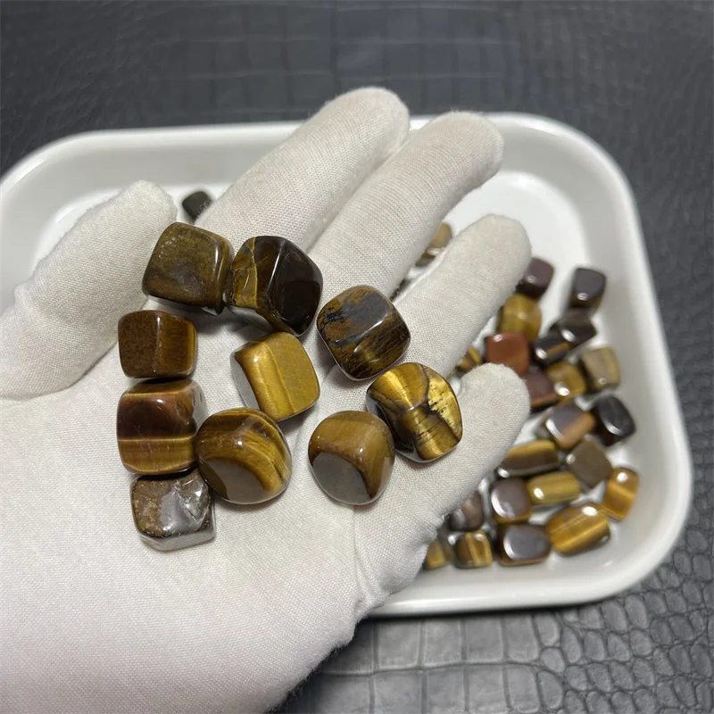 500g Natural Yellow Tiger Eye Tumbled Cube Stone Healing Reiki Crystal Chakra
